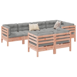 Set de sofás jardín 7 pzas con cojines madera abeto Douglas