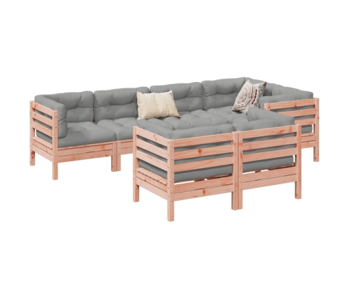 Set de sofás jardín 7 pzas con cojines madera abeto Douglas