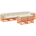 Set de sofás jardín 8 pzas con cojines madera pino marrón cera