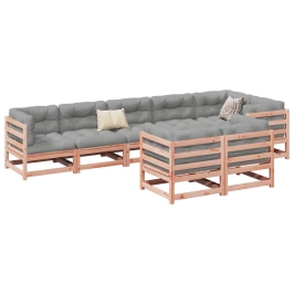 Set de sofás jardín 8 pzas con cojines madera de abeto Douglas