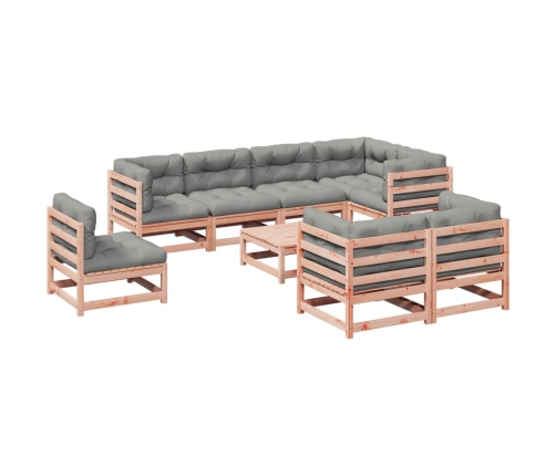 Set de sofás jardín 9 pzas con cojines madera de abeto Douglas