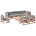 Set de sofás jardín 9 pzas con cojines madera de abeto Douglas