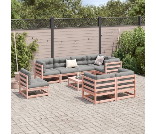 Set de sofás jardín 9 pzas con cojines madera de abeto Douglas