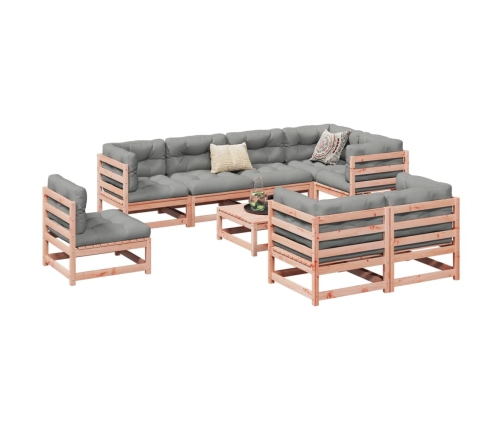 Set de sofás jardín 9 pzas con cojines madera de abeto Douglas