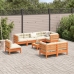 Set de sofás jardín 9 pzas con cojines madera pino marrón cera
