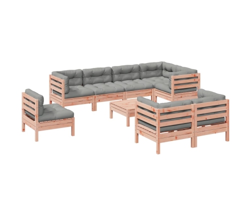 Set de sofás jardín 9 pzas con cojines madera de abeto Douglas