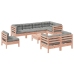Set de sofás jardín 9 pzas con cojines madera de abeto Douglas