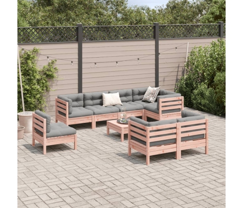 Set de sofás jardín 9 pzas con cojines madera de abeto Douglas