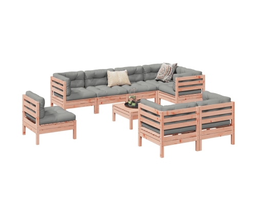 Set de sofás jardín 9 pzas con cojines madera de abeto Douglas