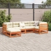 Set de sofás jardín 6 pzas con cojines madera pino marrón cera