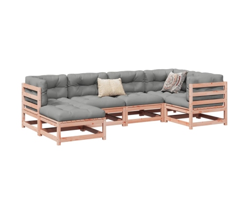 Set de sofás jardín 6 pzas con cojines madera abeto Douglas