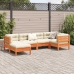 Set de sofás jardín 6 pzas con cojines madera pino marrón cera