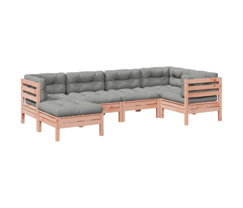 Set de sofás jardín 6 pzas con cojines madera abeto Douglas