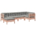 Set de sofás jardín 6 pzas con cojines madera abeto Douglas
