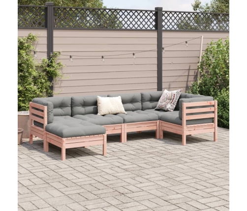 Set de sofás jardín 6 pzas con cojines madera abeto Douglas