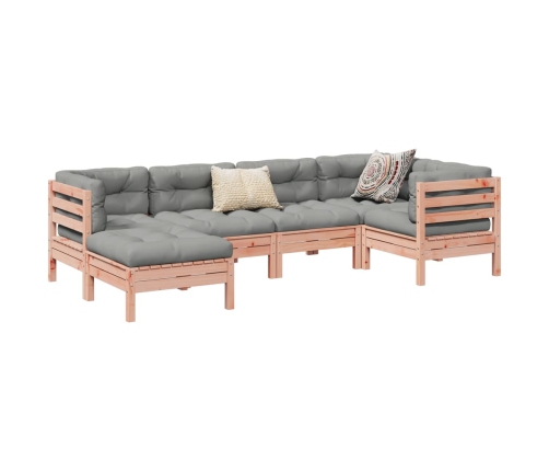 Set de sofás jardín 6 pzas con cojines madera abeto Douglas