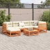 Set de sofás jardín 7 pzas con cojines madera pino marrón cera