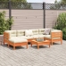 Set de sofás jardín 7 pzas con cojines madera pino marrón cera