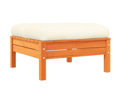 Set de sofás jardín 7 pzas con cojines madera pino marrón cera