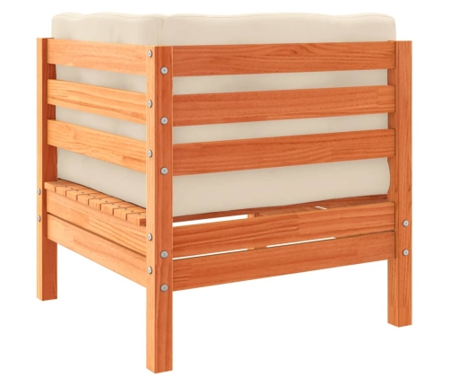 Set de sofás jardín 7 pzas con cojines madera pino marrón cera