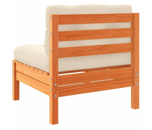 Set de sofás jardín 7 pzas con cojines madera pino marrón cera