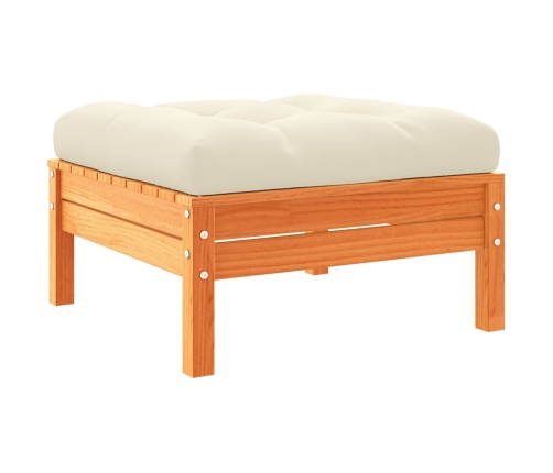 Set de sofás jardín 7 pzas con cojines madera pino marrón cera