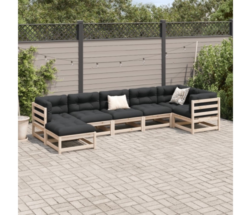Set de sofás jardín 7 pzas con cojines madera maciza pino