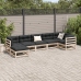 Set de sofás jardín 7 pzas con cojines madera maciza pino