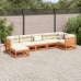 Set de sofás jardín 7 pzas con cojines madera pino marrón cera