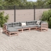 Set de sofás jardín 7 pzas con cojines madera abeto Douglas
