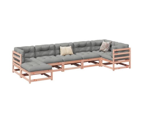 Set de sofás jardín 7 pzas con cojines madera abeto Douglas