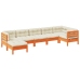 Set de sofás jardín 7 pzas con cojines madera pino marrón cera