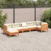 Set de sofás jardín 7 pzas con cojines madera pino marrón cera