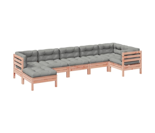 Set de sofás jardín 7 pzas con cojines madera abeto Douglas