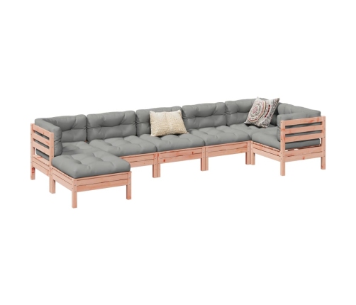 Set de sofás jardín 7 pzas con cojines madera abeto Douglas
