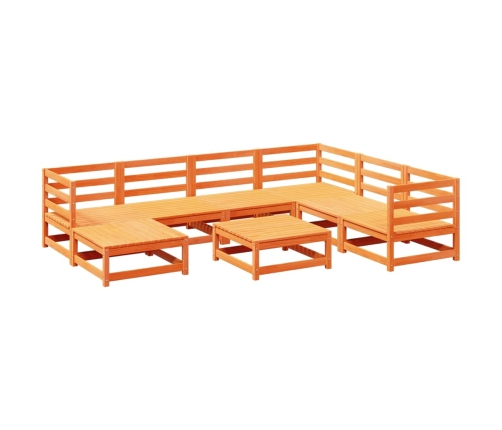 Juego de sofás de jardín 8 pzas madera maciza pino marrón cera