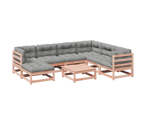 Set de sofás jardín 8 pzas con cojines madera de abeto Douglas