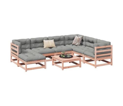 Set de sofás jardín 8 pzas con cojines madera de abeto Douglas