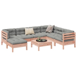 Set de sofás jardín 8 pzas con cojines madera de abeto Douglas