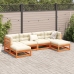 Set de sofás jardín 6 pzas con cojines madera pino marrón cera