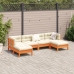 Set de sofás jardín 6 pzas con cojines madera pino marrón cera