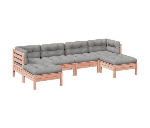 Set de sofás jardín 6 pzas con cojines madera abeto Douglas