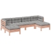 Set de sofás jardín 6 pzas con cojines madera abeto Douglas