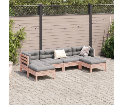 Set de sofás jardín 6 pzas con cojines madera abeto Douglas