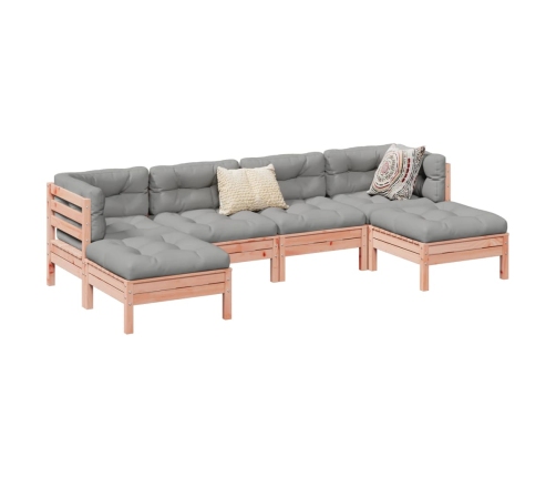 Set de sofás jardín 6 pzas con cojines madera abeto Douglas