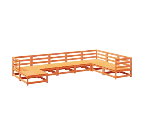 Juego de sofás de jardín 8 pzas madera maciza pino marrón cera