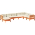 Set de sofás jardín 8 pzas con cojines madera pino marrón cera