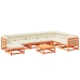 Set de sofás jardín 9 pzas con cojines madera pino marrón cera