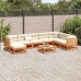 Set de sofás jardín 9 pzas con cojines madera pino marrón cera