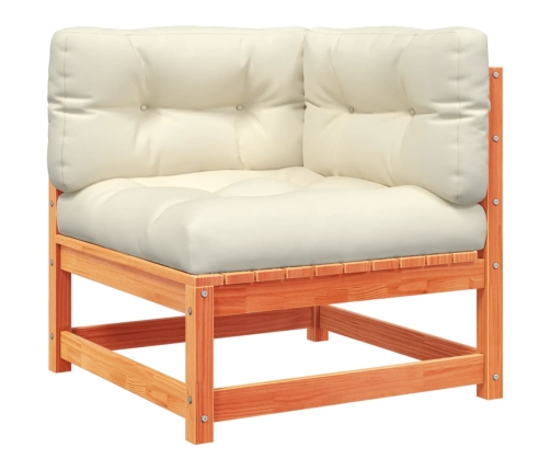 Set de sofás jardín 9 pzas con cojines madera pino marrón cera